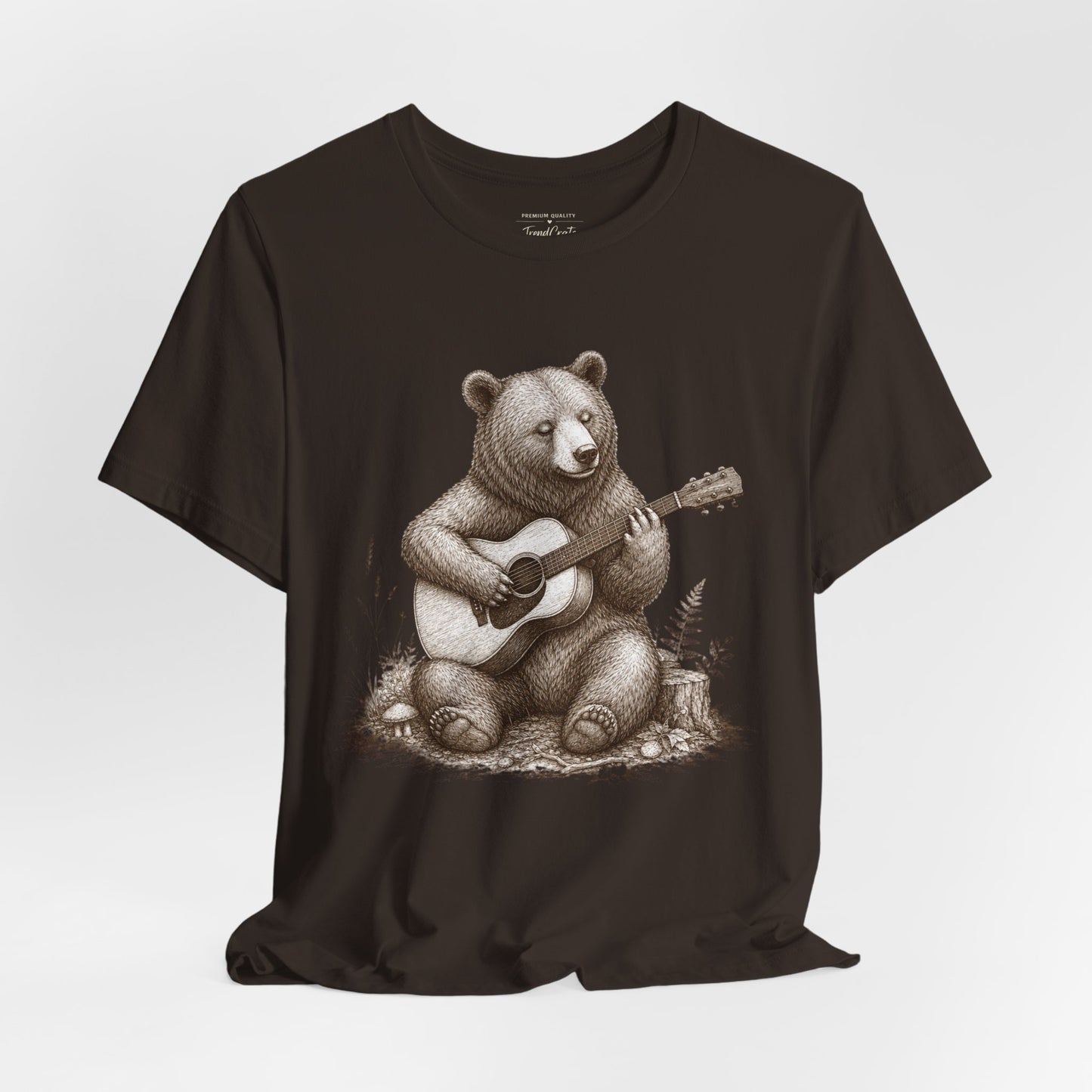 Bear Playing Guitar T-Shirt — Cute Acoustic Campfire Graphic Tee