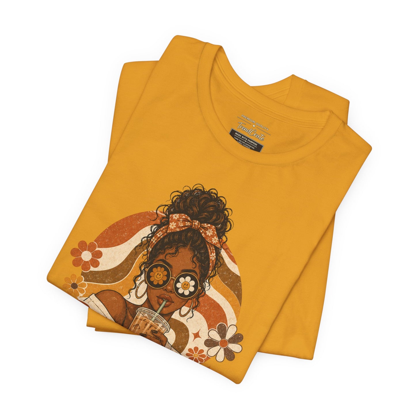 Anxious Pretty Caffeinated Tee — Retro Floral Coffee Shirt