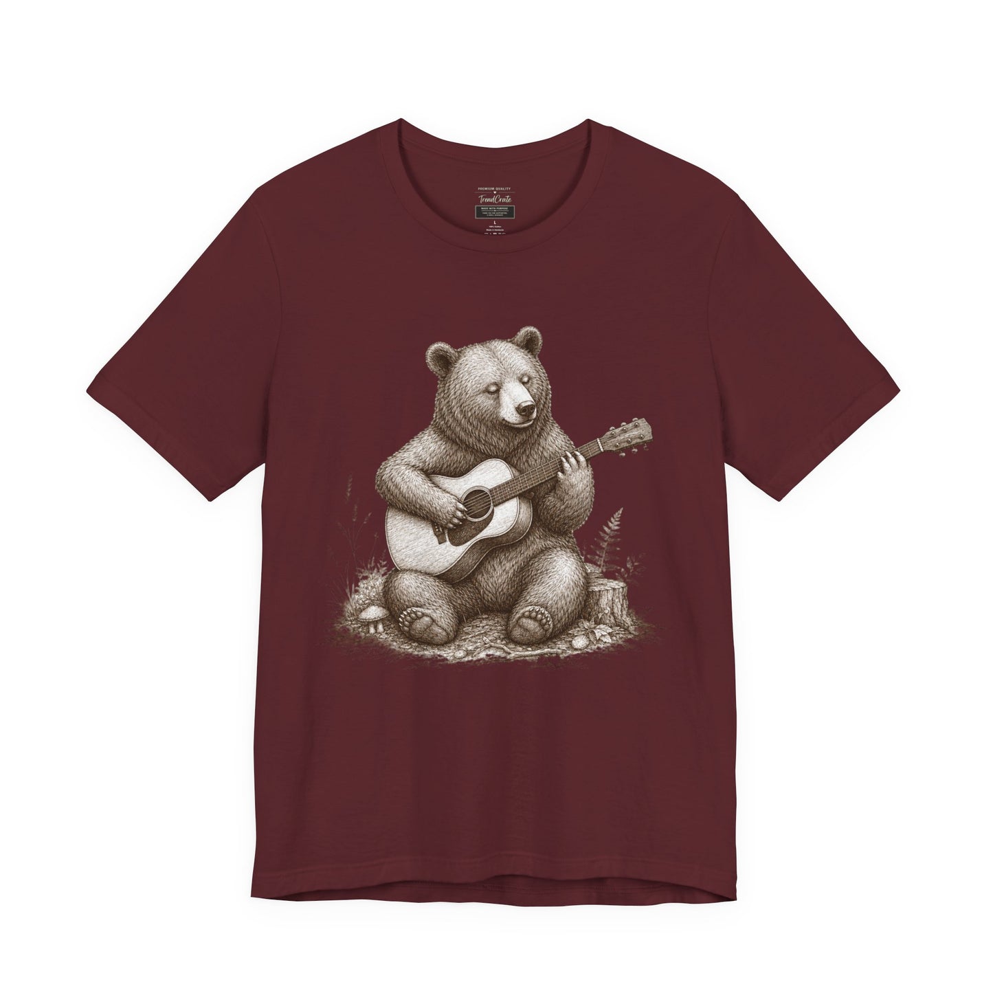 Bear Playing Guitar T-Shirt — Cute Acoustic Campfire Graphic Tee