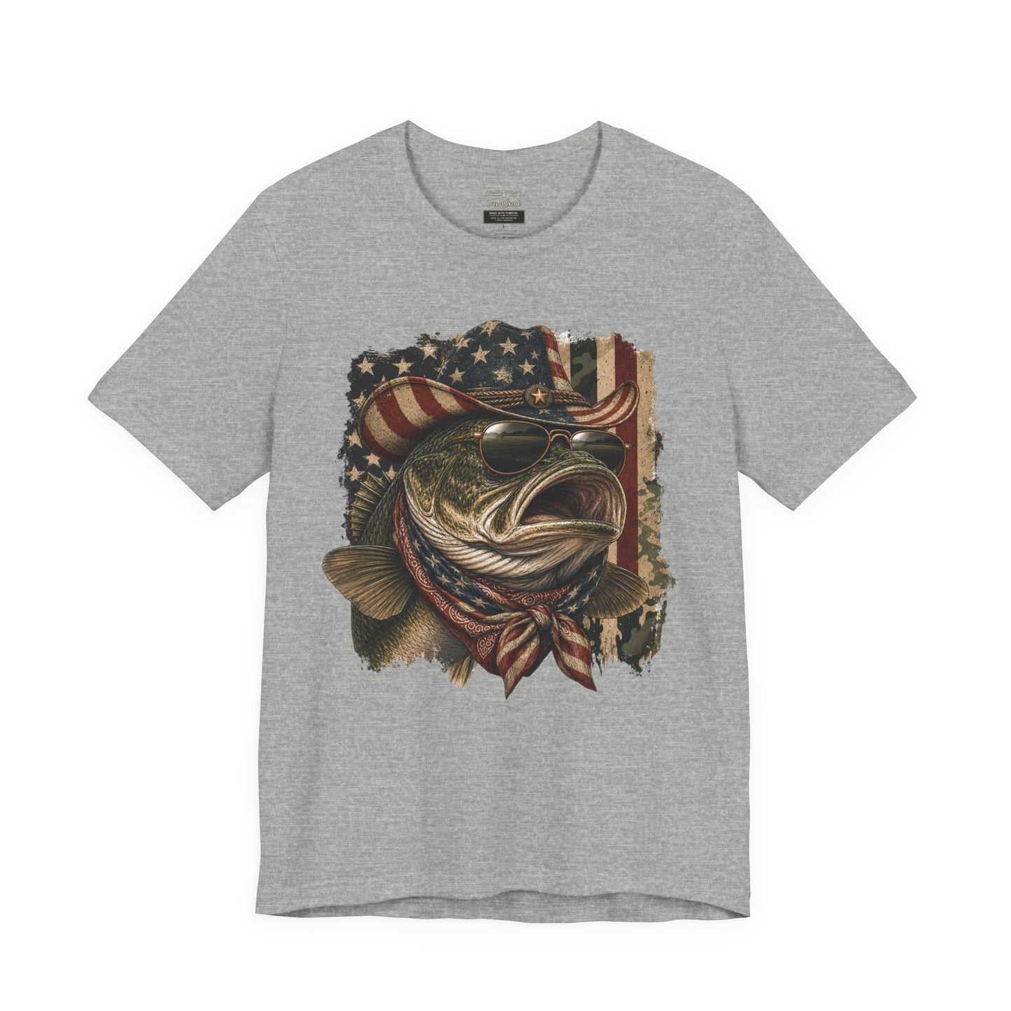 Patriotic Bass Fishing Tee — American Flag Bass Graphic Shirt