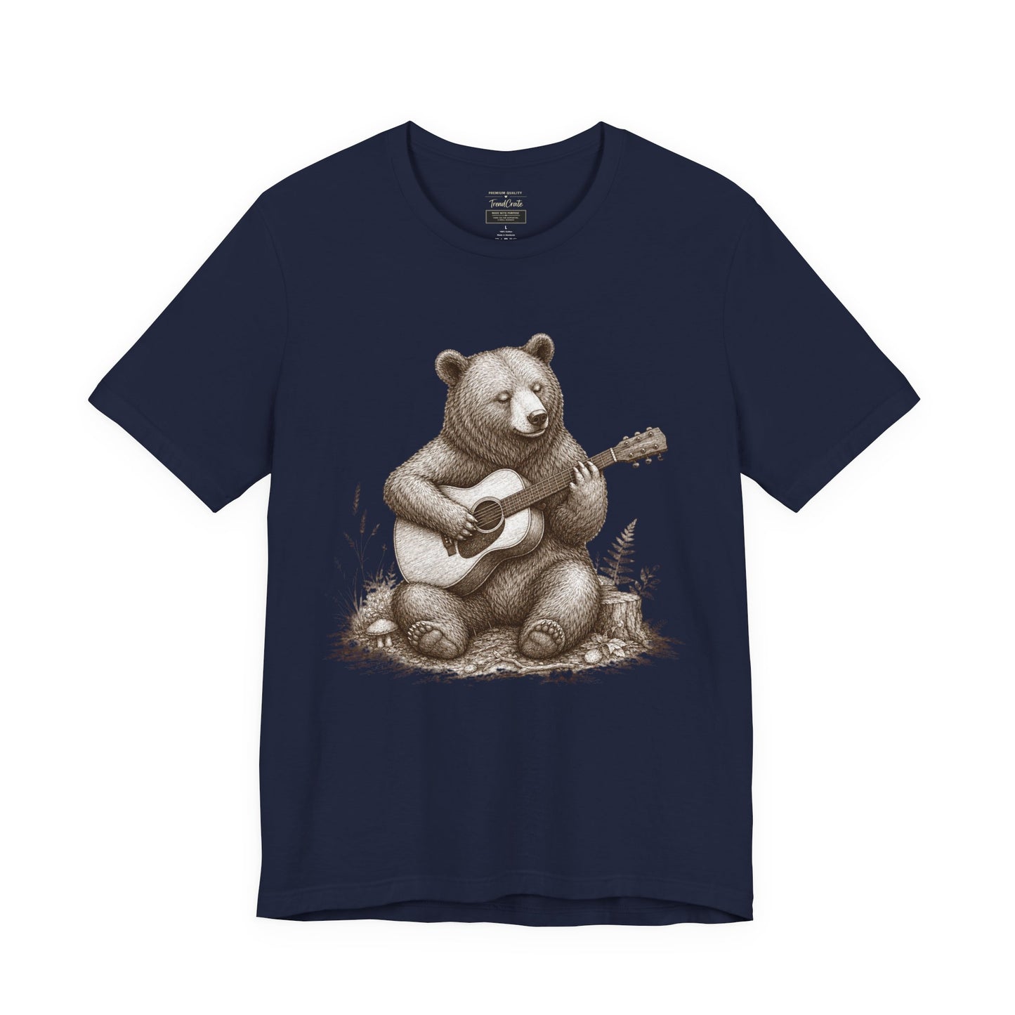 Bear Playing Guitar T-Shirt — Cute Acoustic Campfire Graphic Tee