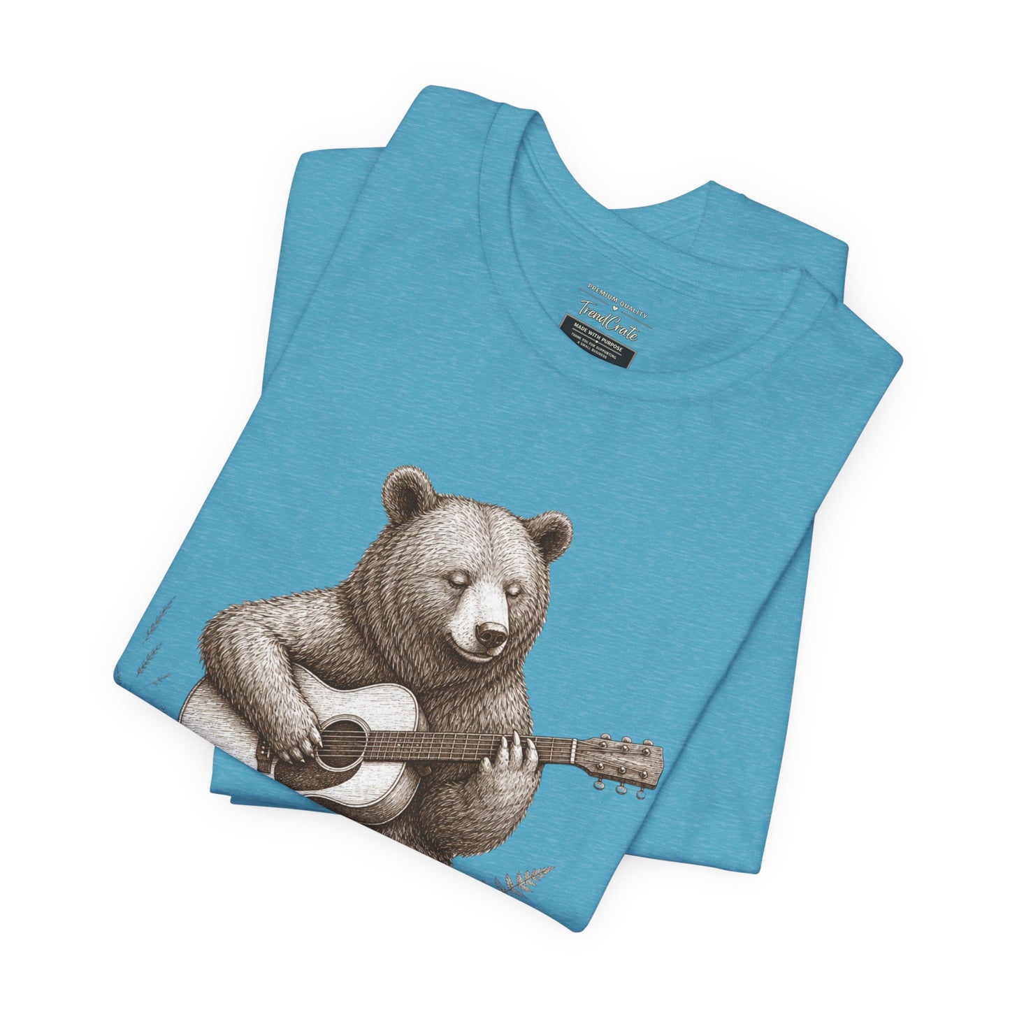 Bear Playing Guitar T-Shirt — Cute Acoustic Campfire Graphic Tee
