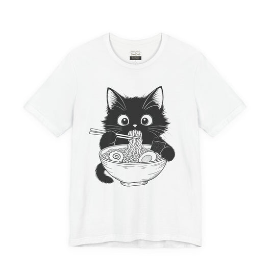 Cat Ramen T-Shirt — Cute Black Kitten Eating Ramen Graphic Tee
