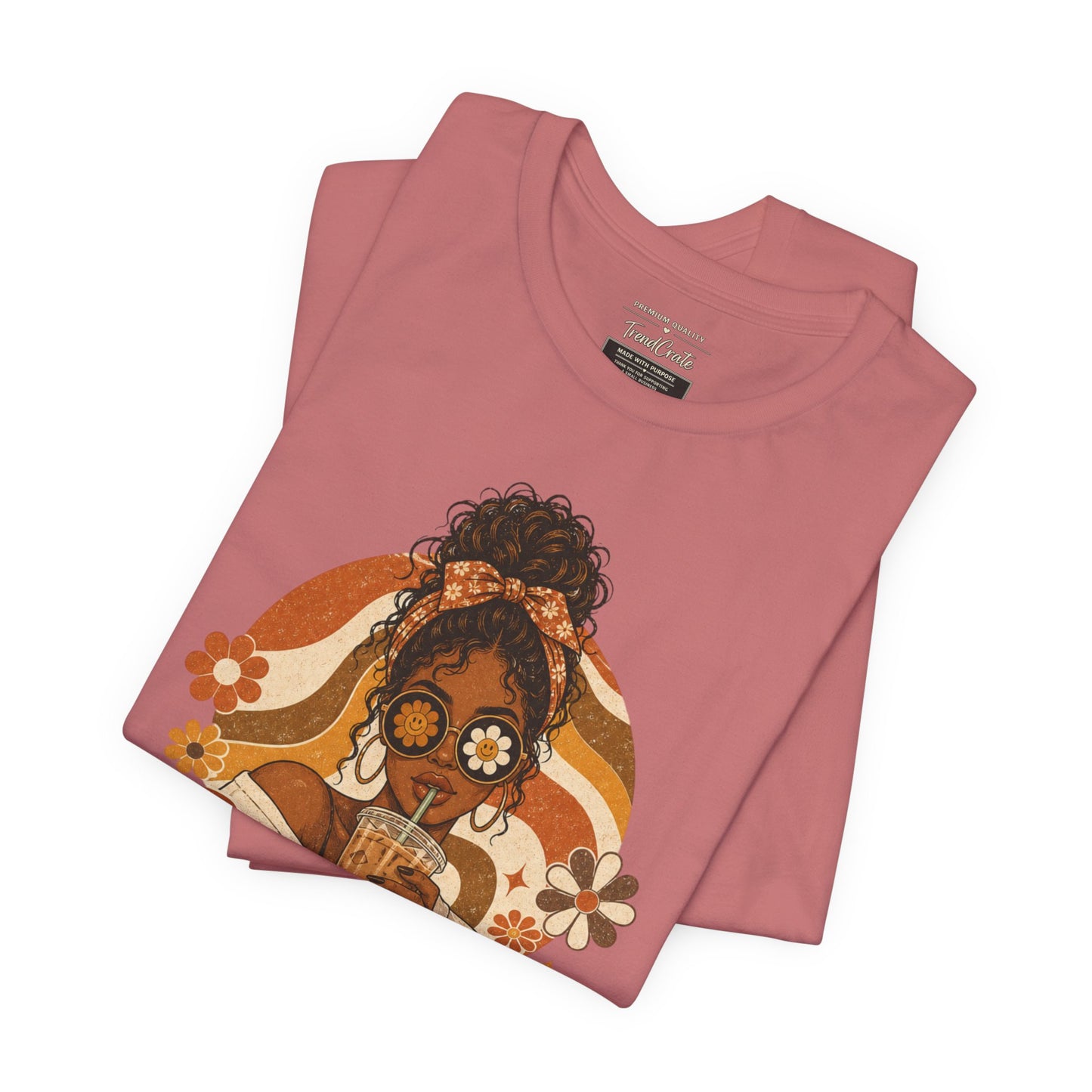 Anxious Pretty Caffeinated Tee — Retro Floral Coffee Shirt