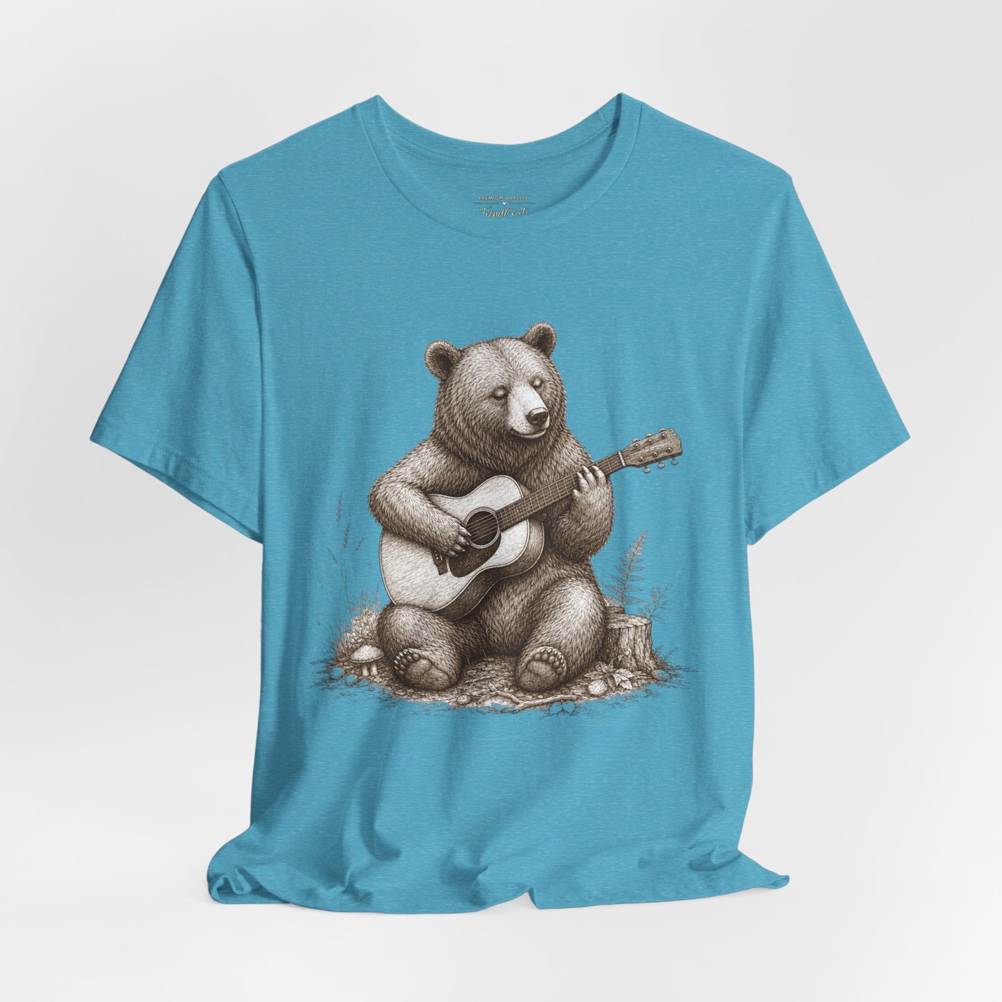 Bear Playing Guitar T-Shirt — Cute Acoustic Campfire Graphic Tee