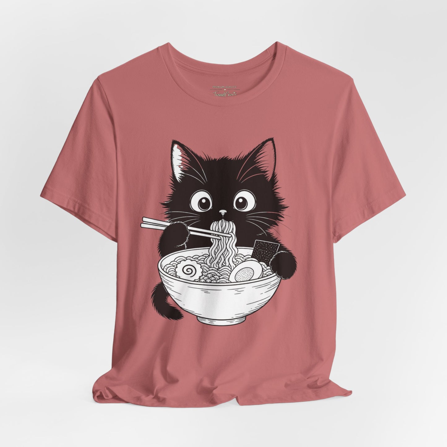 Cat Ramen T-Shirt — Cute Black Kitten Eating Ramen Graphic Tee