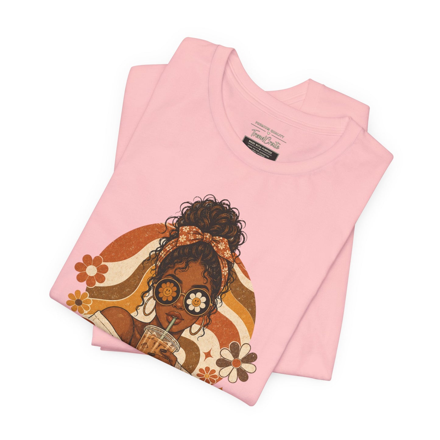 Anxious Pretty Caffeinated Tee — Retro Floral Coffee Shirt