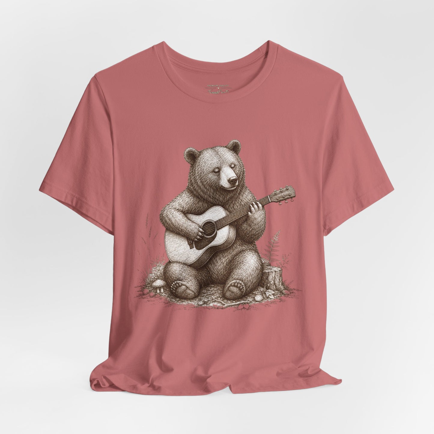 Bear Playing Guitar T-Shirt — Cute Acoustic Campfire Graphic Tee