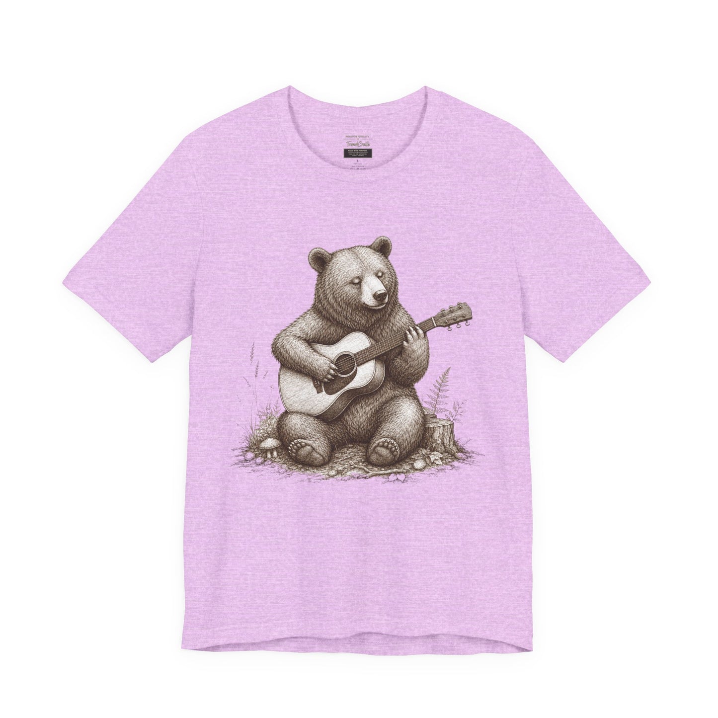 Bear Playing Guitar T-Shirt — Cute Acoustic Campfire Graphic Tee
