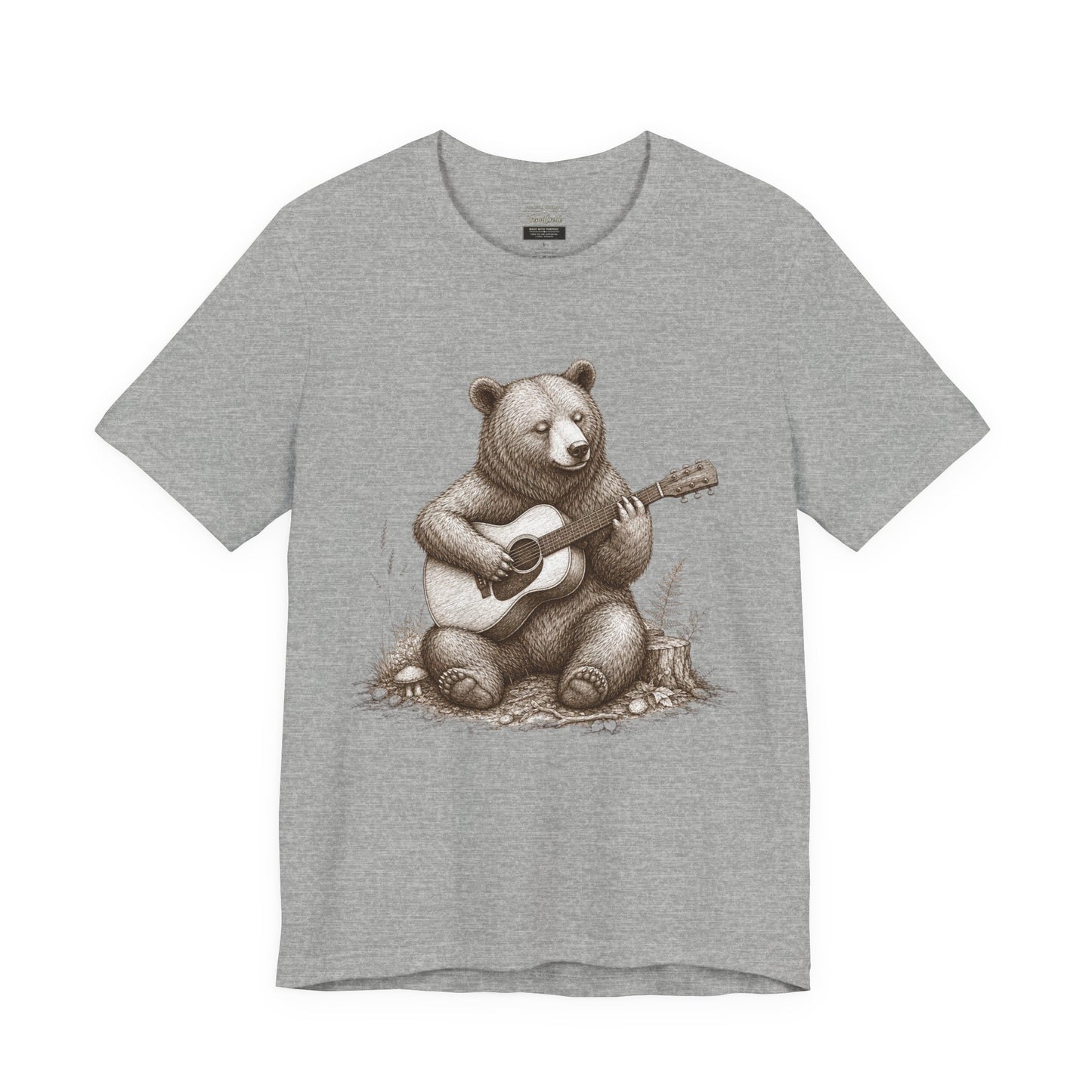 Bear Playing Guitar T-Shirt — Cute Acoustic Campfire Graphic Tee