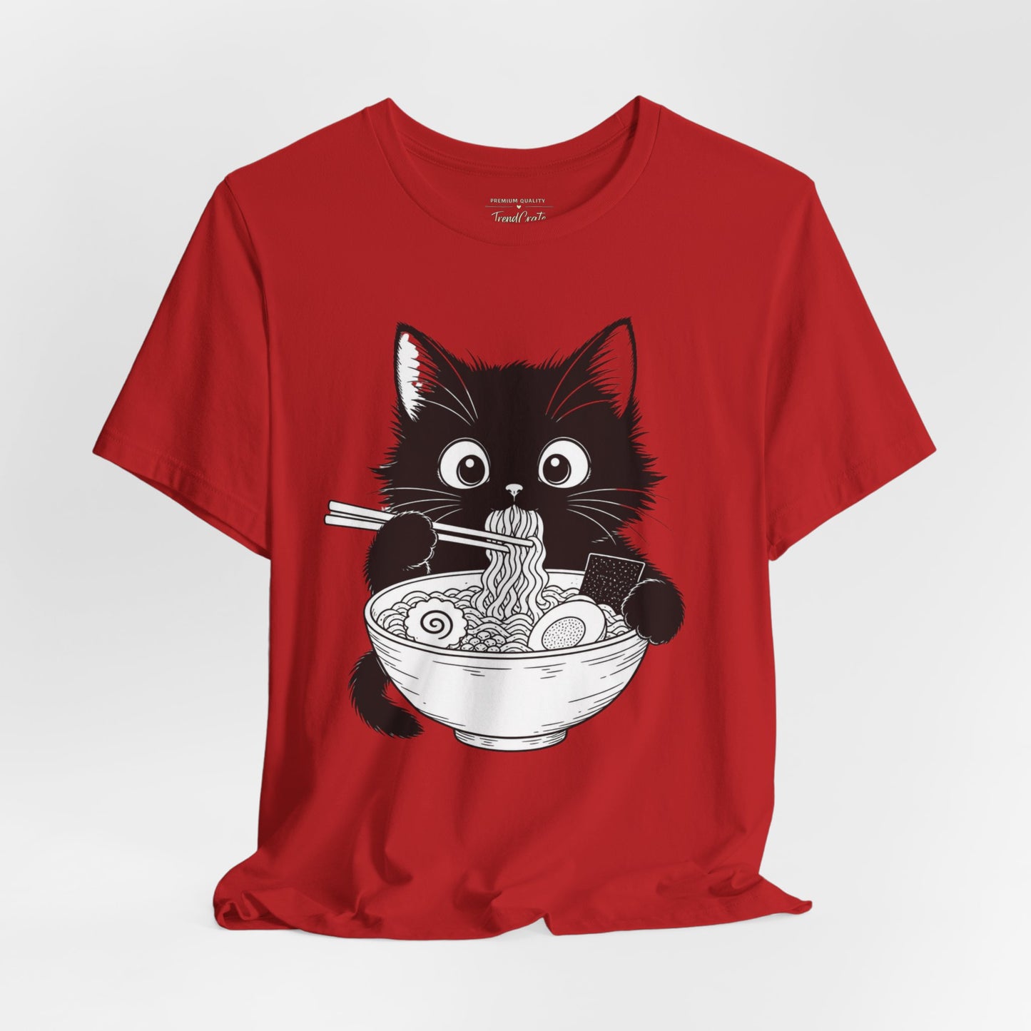 Cat Ramen T-Shirt — Cute Black Kitten Eating Ramen Graphic Tee