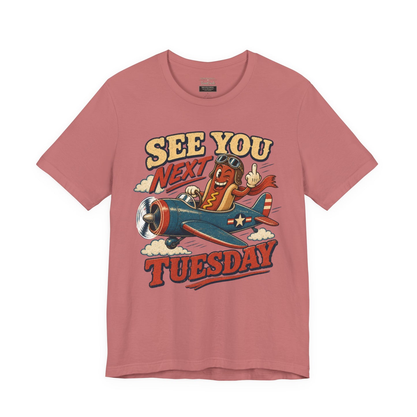 See You Next Tuesday Tee — Vintage Plane Cartoon Graphic T-Shirt