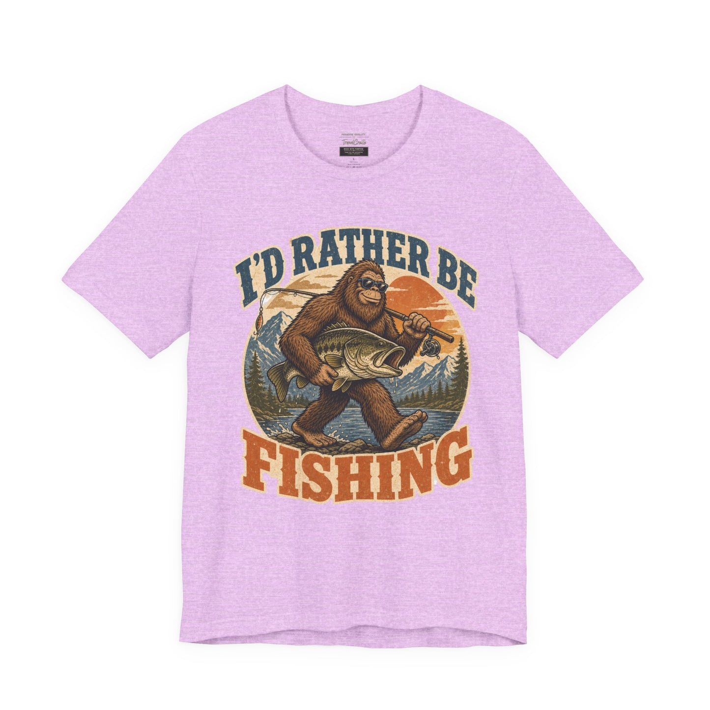 Fishing T-Shirt — "I'd Rather Be Fishing" Bigfoot Graphic Tee