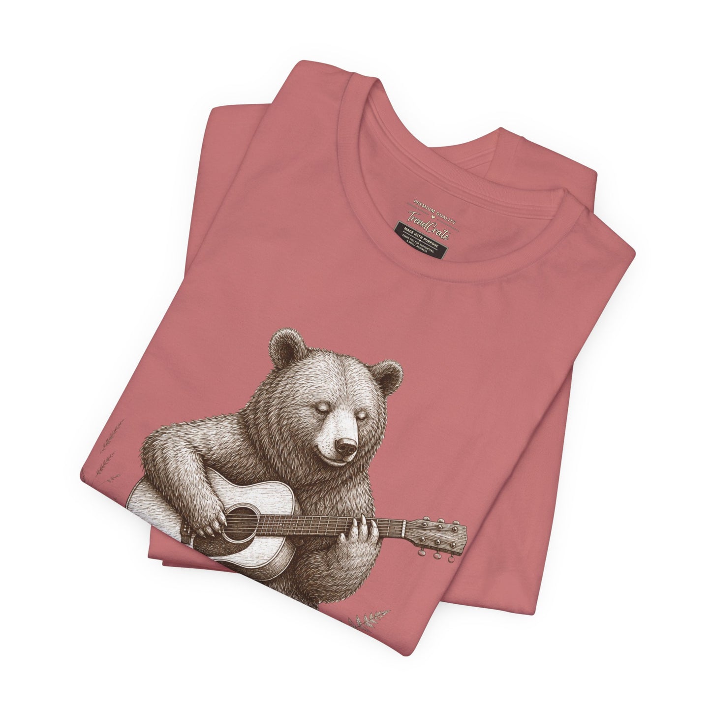 Bear Playing Guitar T-Shirt — Cute Acoustic Campfire Graphic Tee