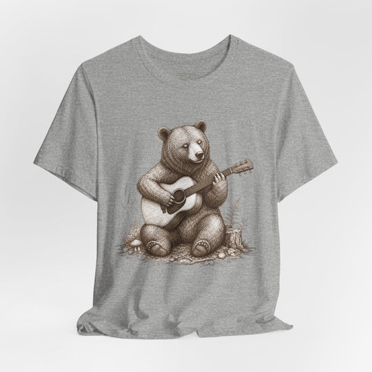 Bear Playing Guitar T-Shirt — Cute Acoustic Campfire Graphic Tee