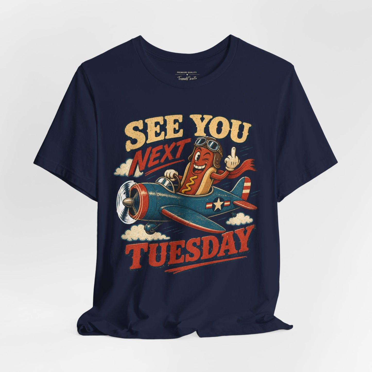 See You Next Tuesday Tee — Vintage Plane Cartoon Graphic T-Shirt