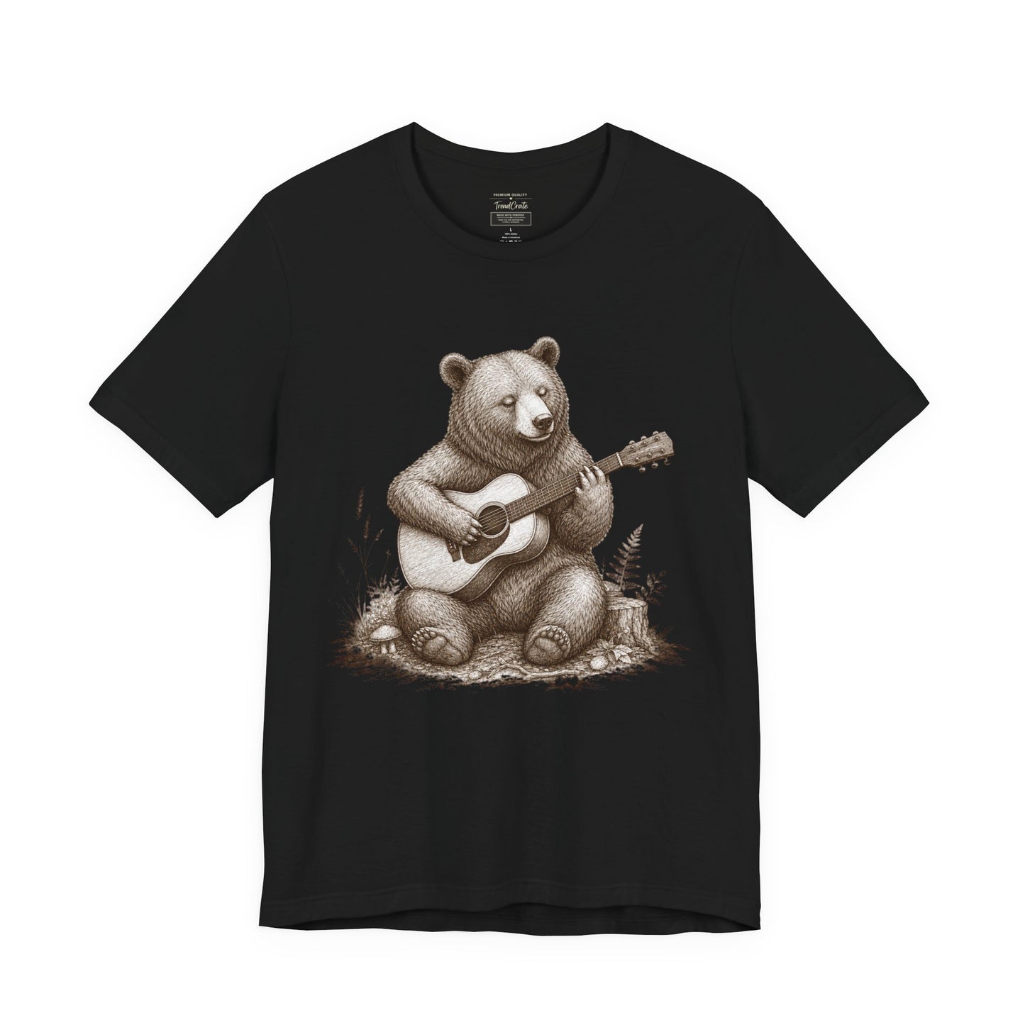 Bear Playing Guitar T-Shirt — Cute Acoustic Campfire Graphic Tee