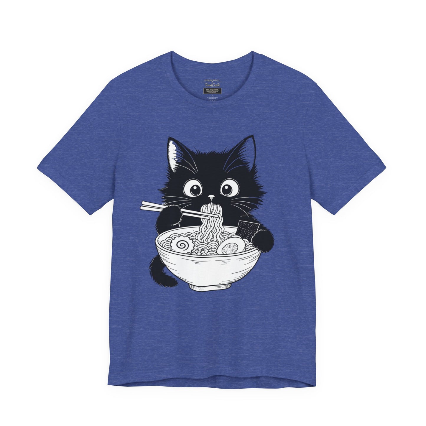 Cat Ramen T-Shirt — Cute Black Kitten Eating Ramen Graphic Tee