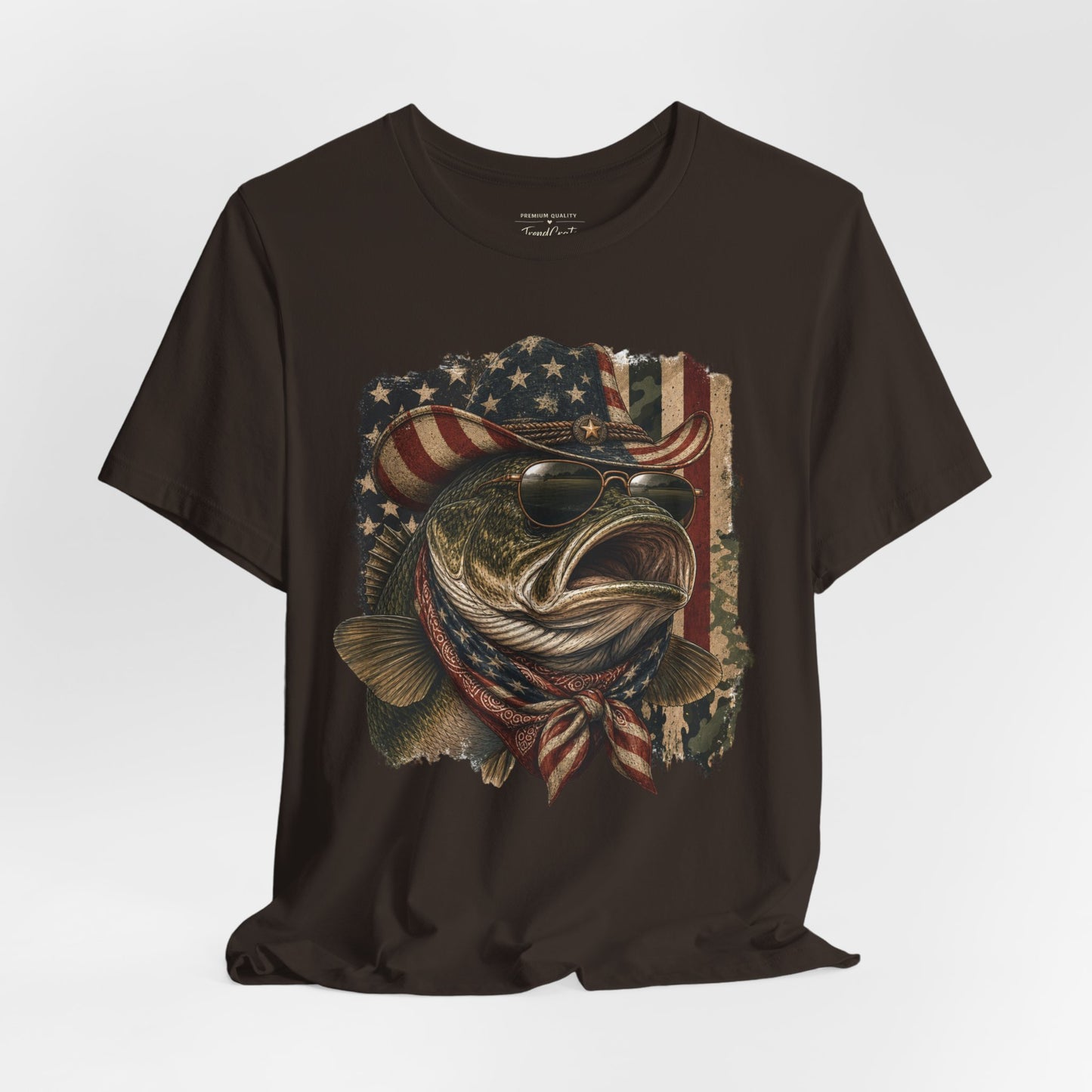 Patriotic Bass Fishing Tee — American Flag Bass Graphic Shirt