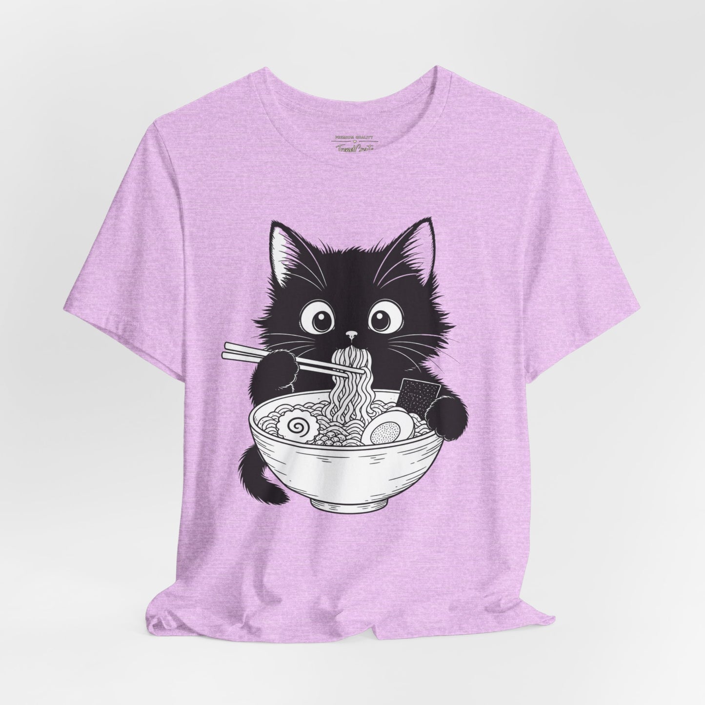Cat Ramen T-Shirt — Cute Black Kitten Eating Ramen Graphic Tee