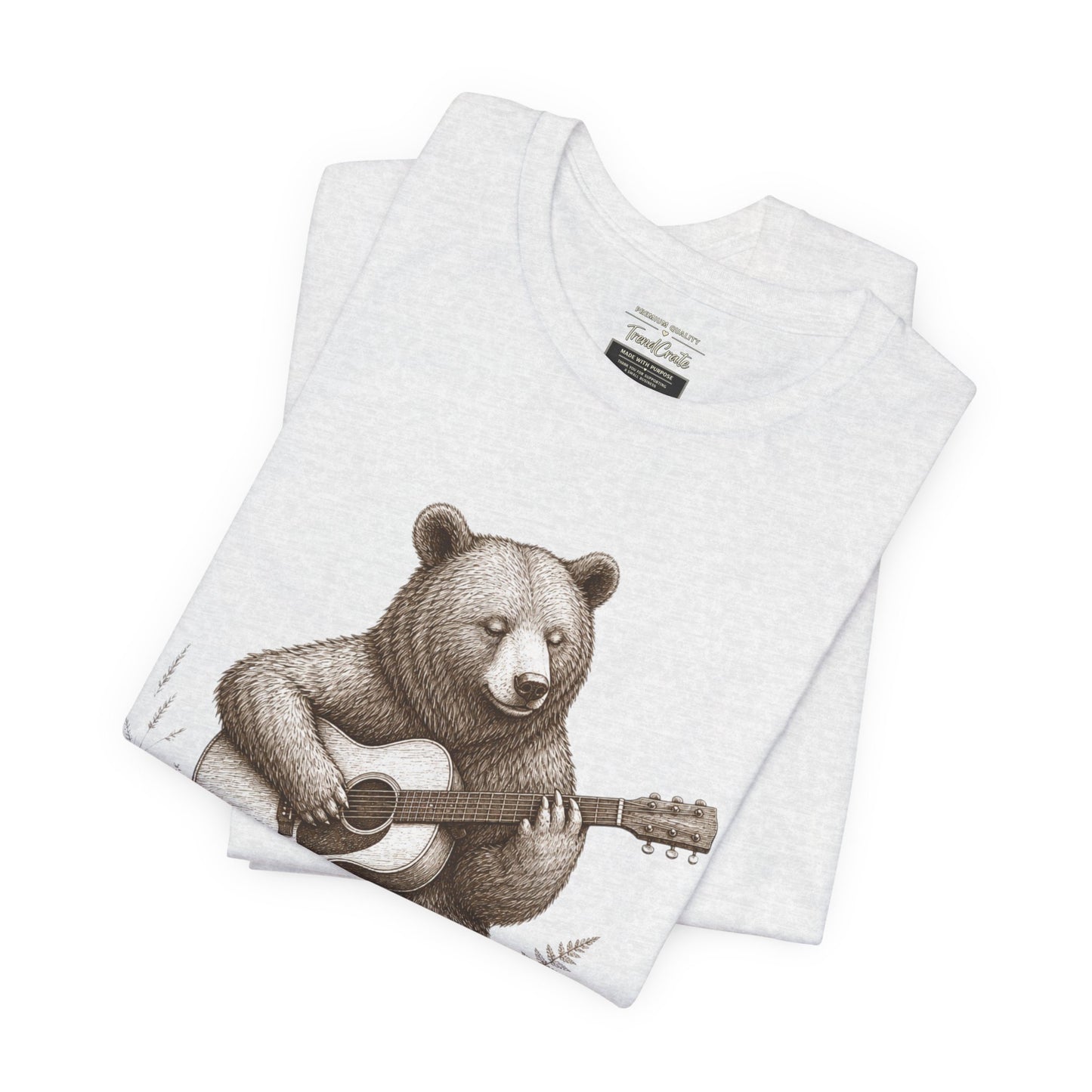 Bear Playing Guitar T-Shirt — Cute Acoustic Campfire Graphic Tee