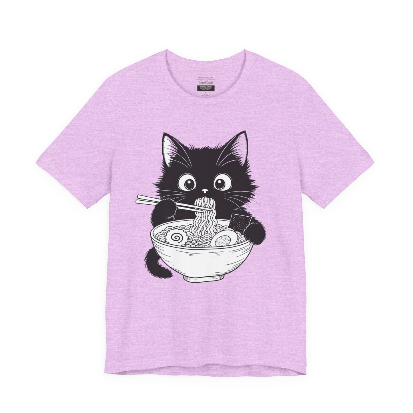 Cat Ramen T-Shirt — Cute Black Kitten Eating Ramen Graphic Tee