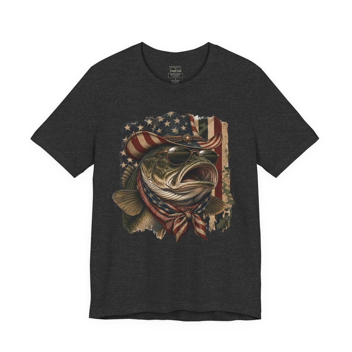 Patriotic Bass Fishing Tee — American Flag Bass Graphic Shirt