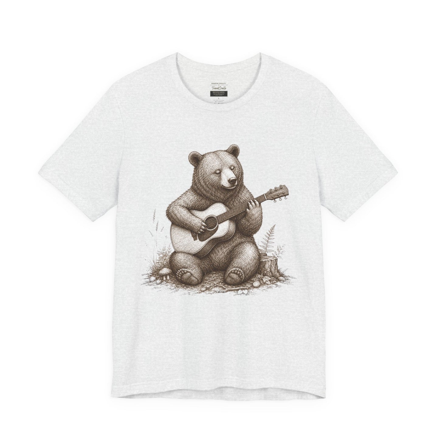 Bear Playing Guitar T-Shirt — Cute Acoustic Campfire Graphic Tee