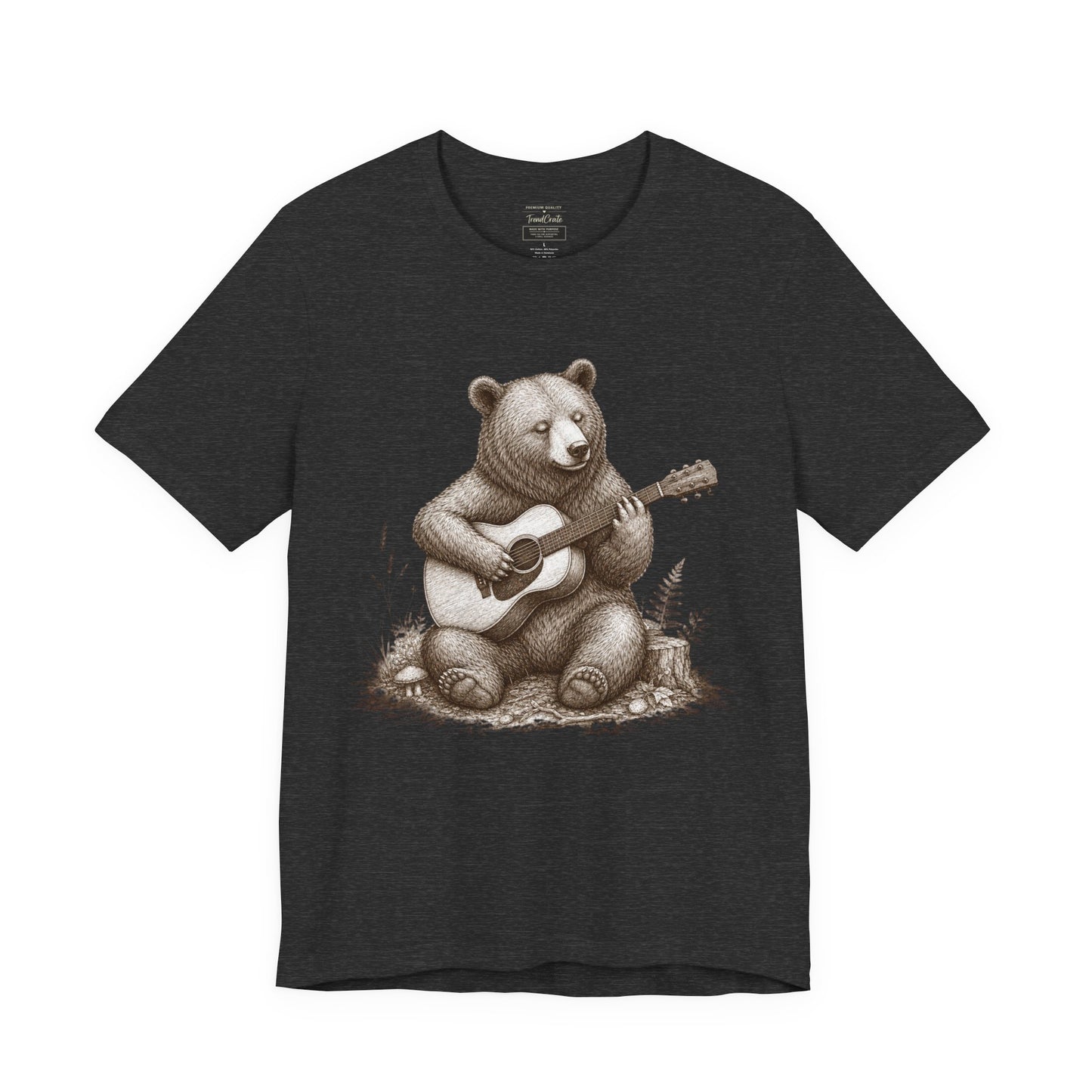 Bear Playing Guitar T-Shirt — Cute Acoustic Campfire Graphic Tee