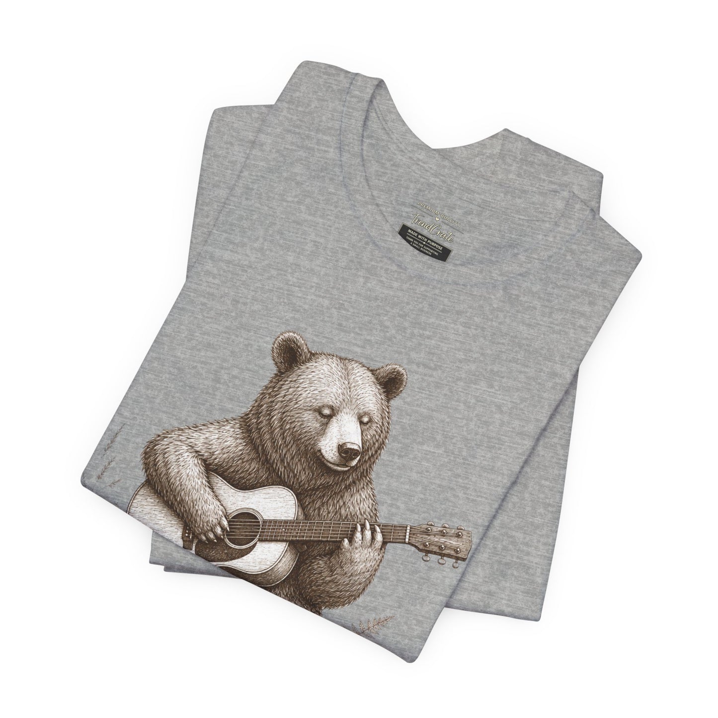 Bear Playing Guitar T-Shirt — Cute Acoustic Campfire Graphic Tee