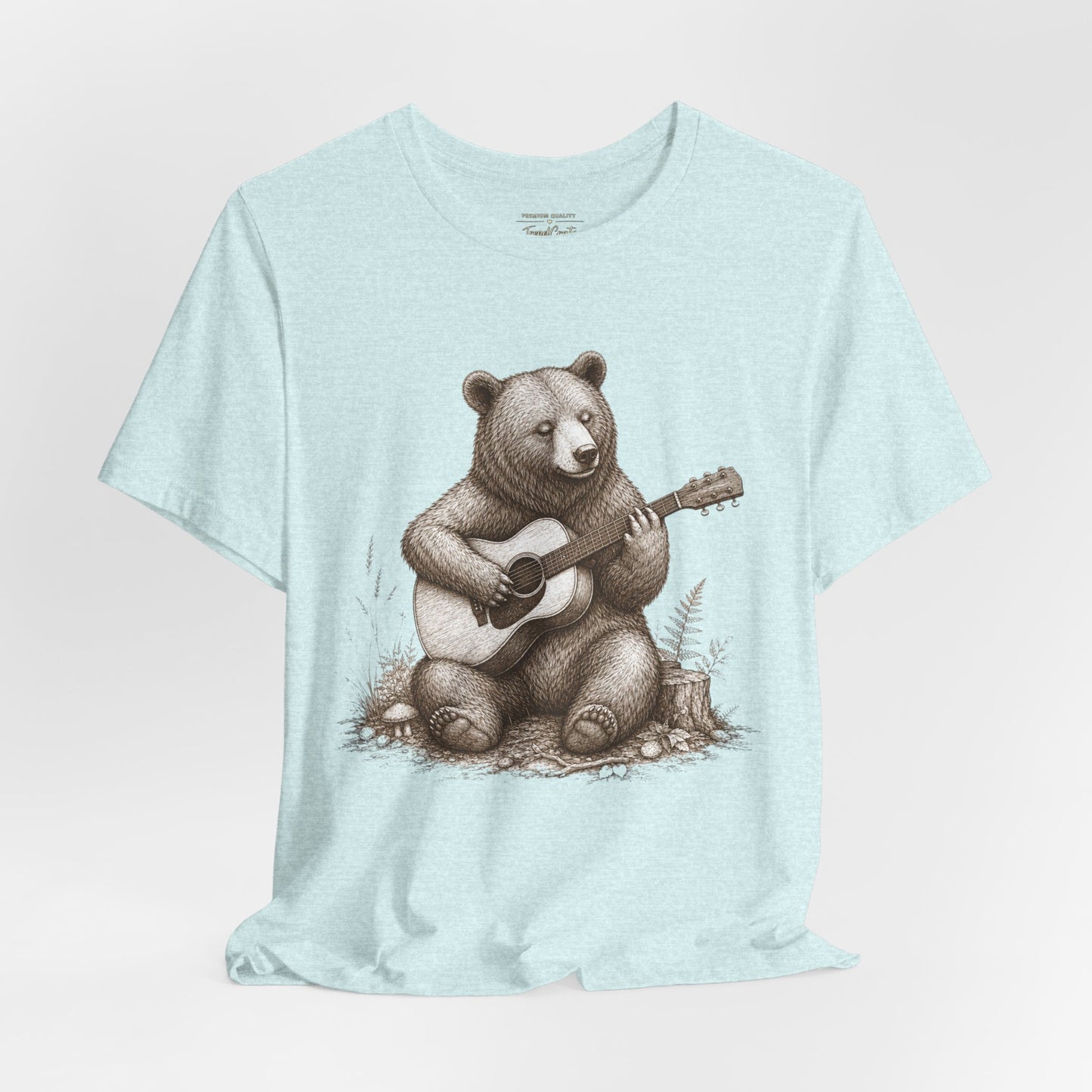 Bear Playing Guitar T-Shirt — Cute Acoustic Campfire Graphic Tee