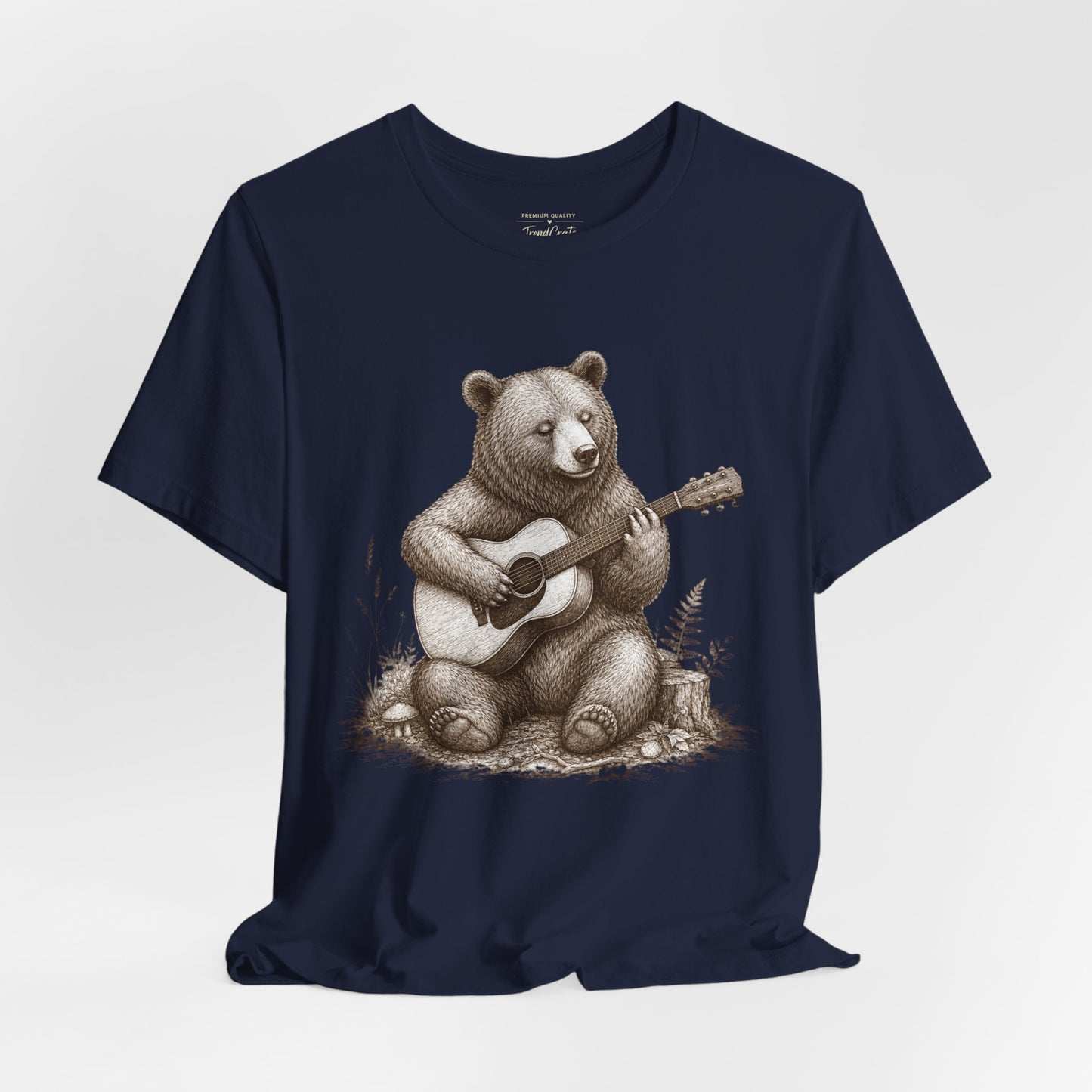 Bear Playing Guitar T-Shirt — Cute Acoustic Campfire Graphic Tee