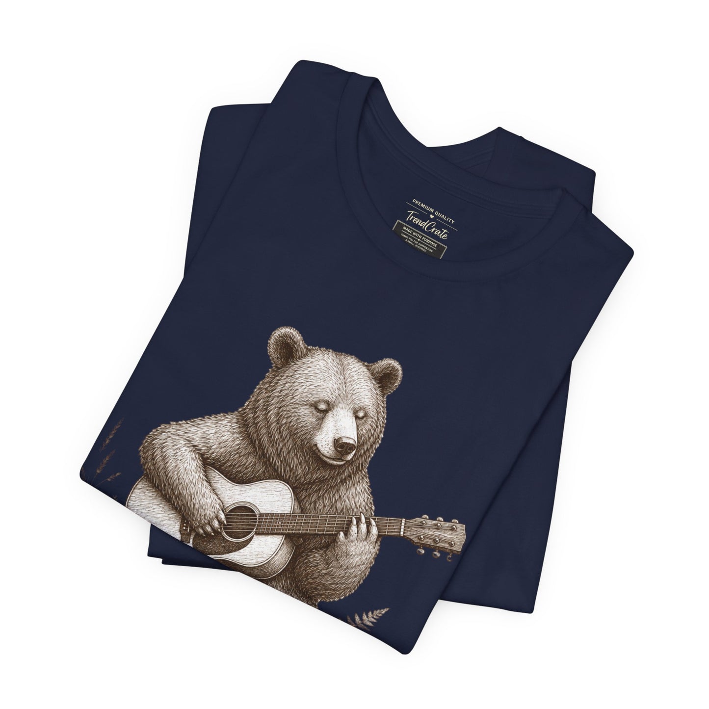 Bear Playing Guitar T-Shirt — Cute Acoustic Campfire Graphic Tee