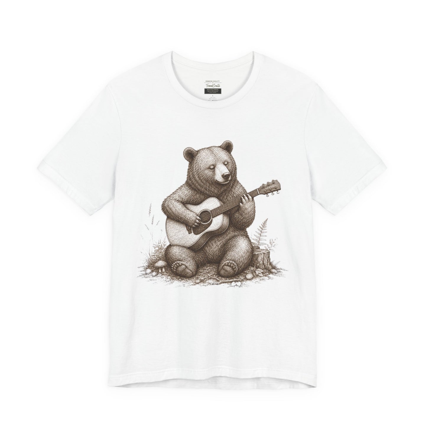 Bear Playing Guitar T-Shirt — Cute Acoustic Campfire Graphic Tee