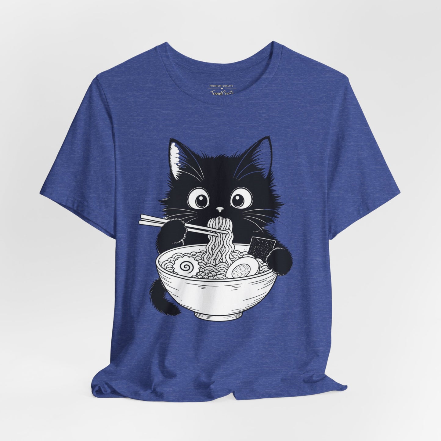 Cat Ramen T-Shirt — Cute Black Kitten Eating Ramen Graphic Tee