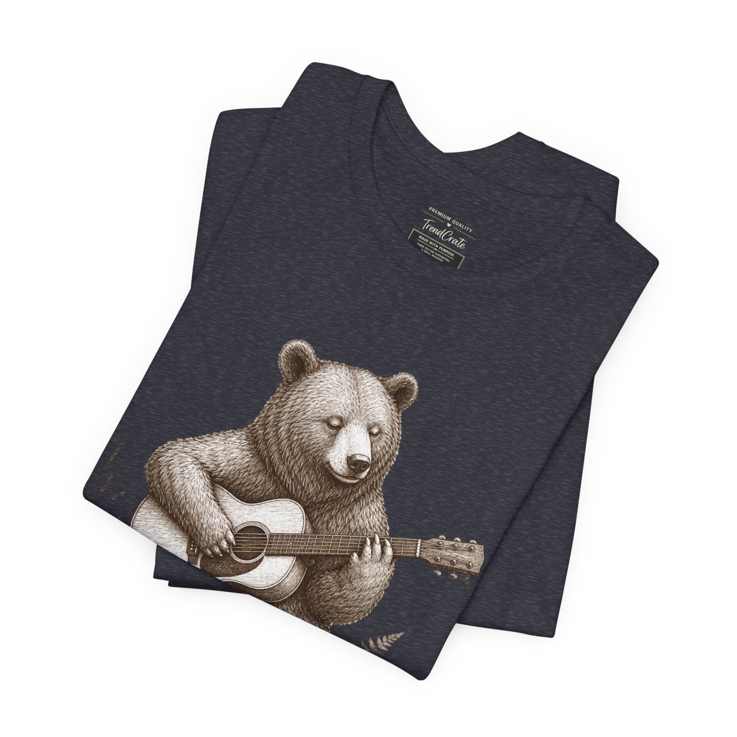Bear Playing Guitar T-Shirt — Cute Acoustic Campfire Graphic Tee