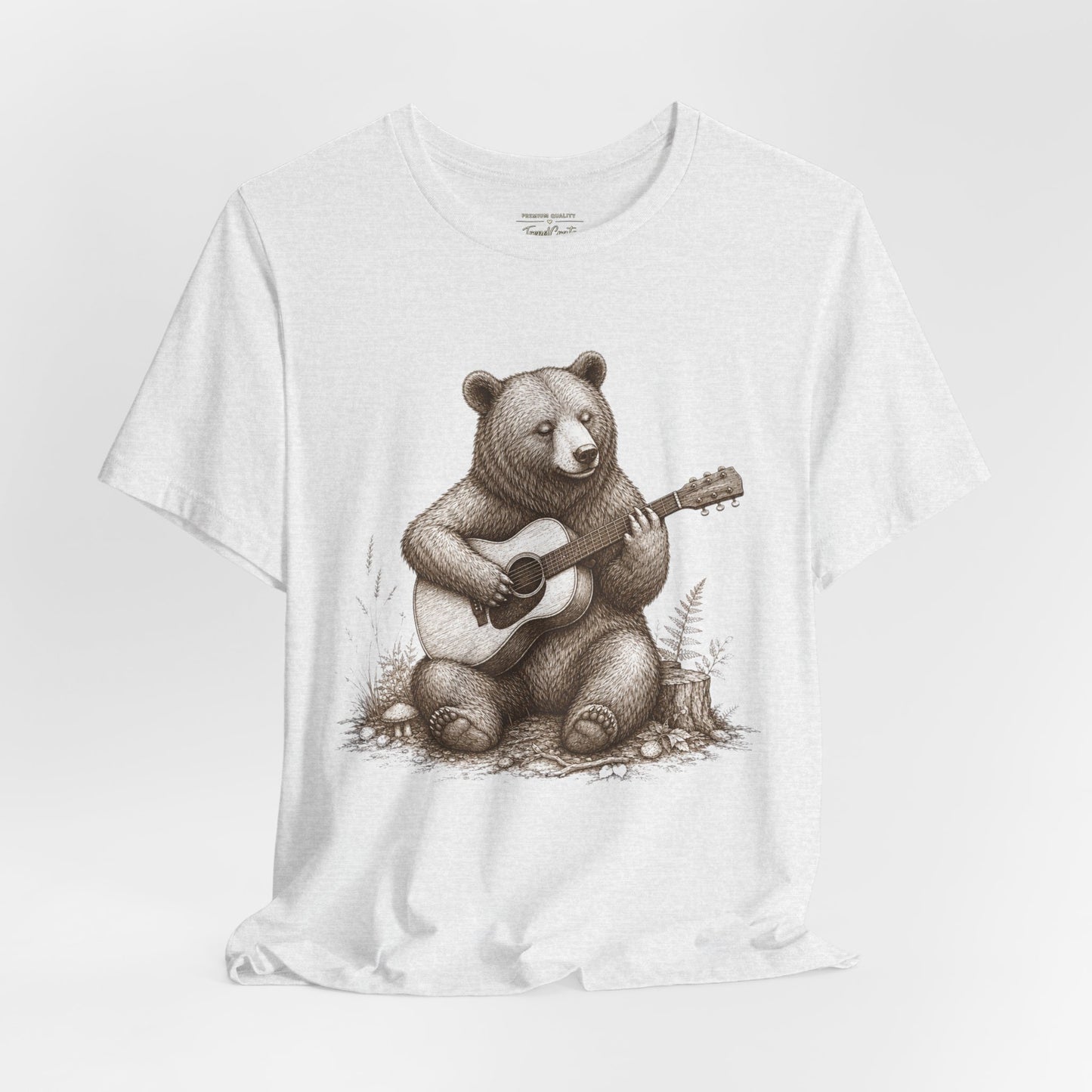 Bear Playing Guitar T-Shirt — Cute Acoustic Campfire Graphic Tee