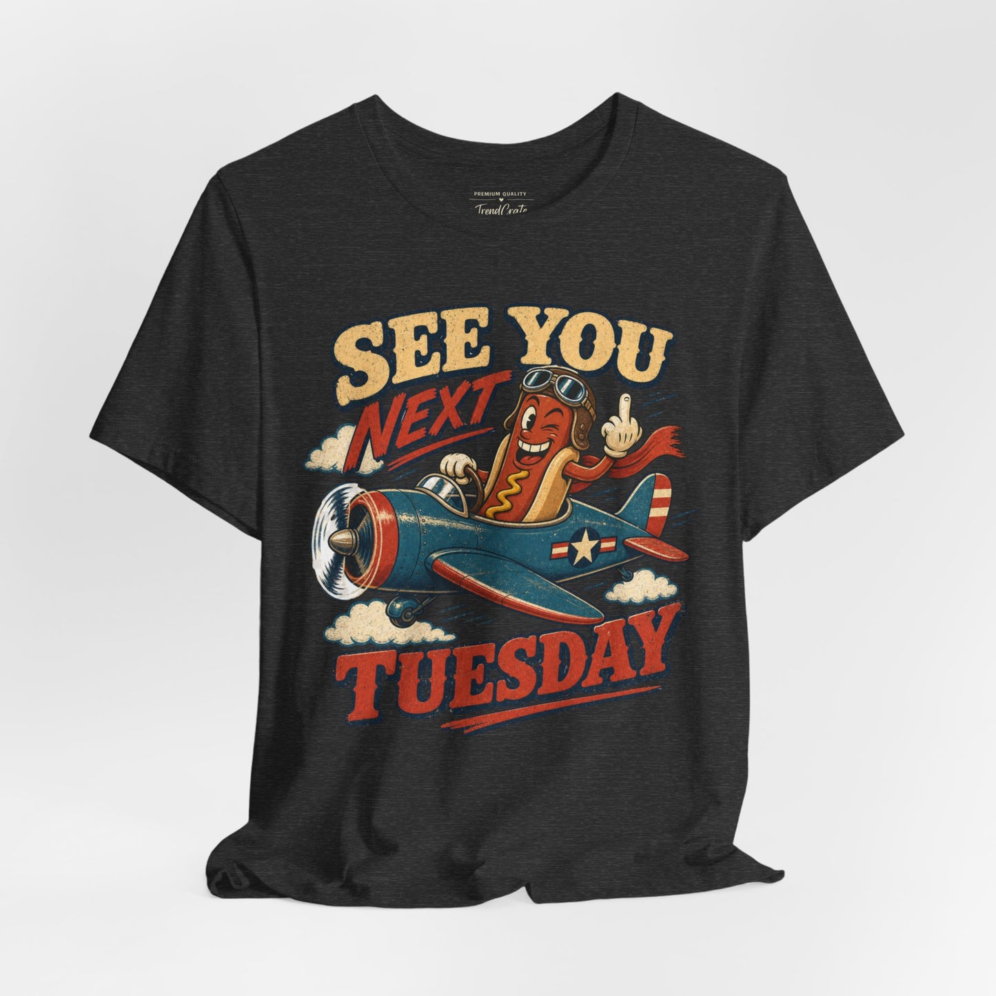See You Next Tuesday Tee — Vintage Plane Cartoon Graphic T-Shirt
