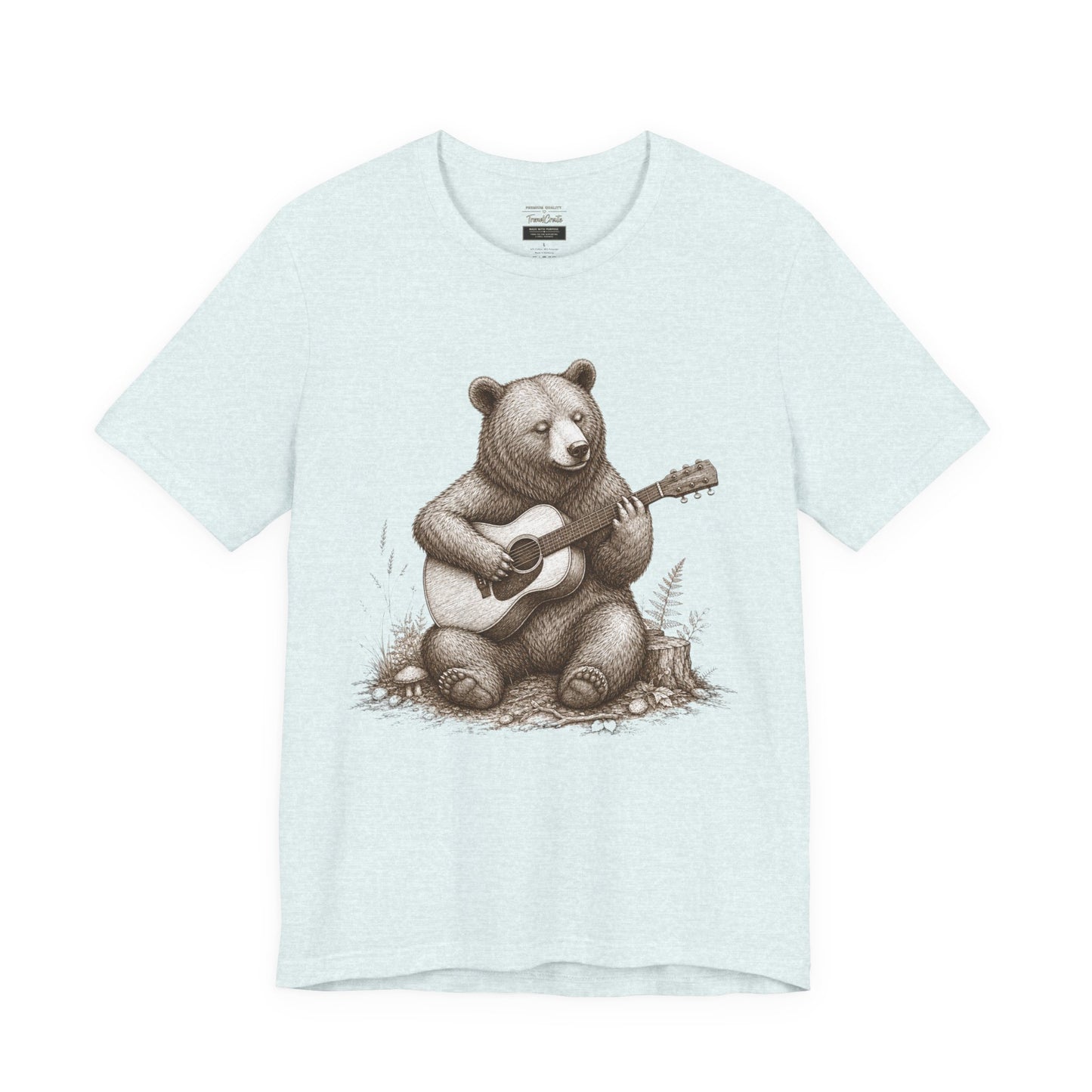 Bear Playing Guitar T-Shirt — Cute Acoustic Campfire Graphic Tee