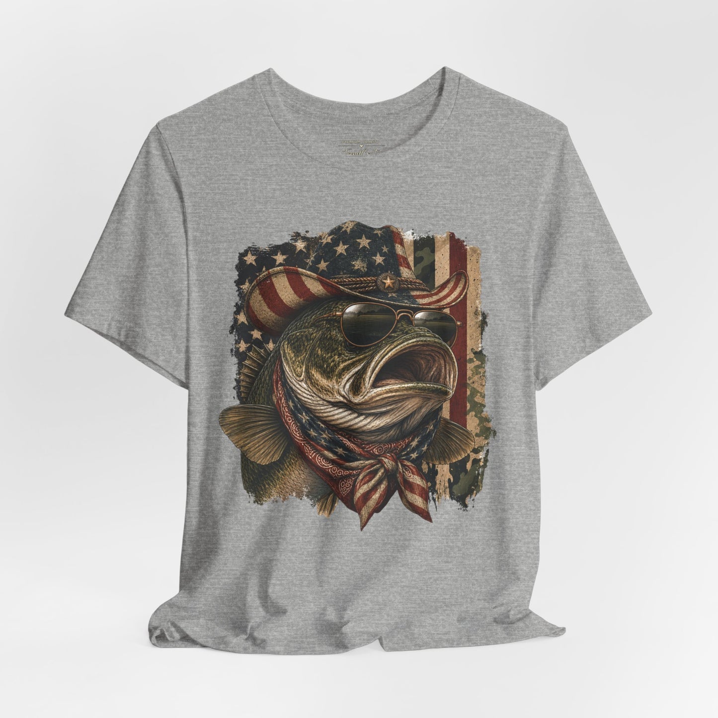 Patriotic Bass Fishing Tee — American Flag Bass Graphic Shirt