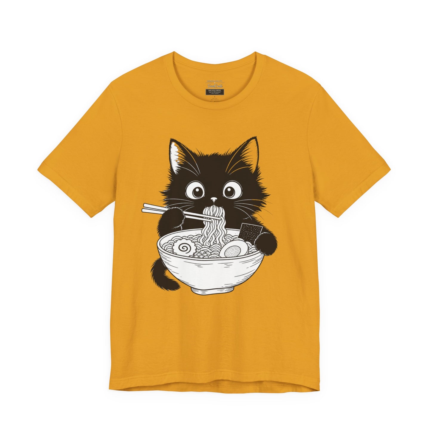 Cat Ramen T-Shirt — Cute Black Kitten Eating Ramen Graphic Tee