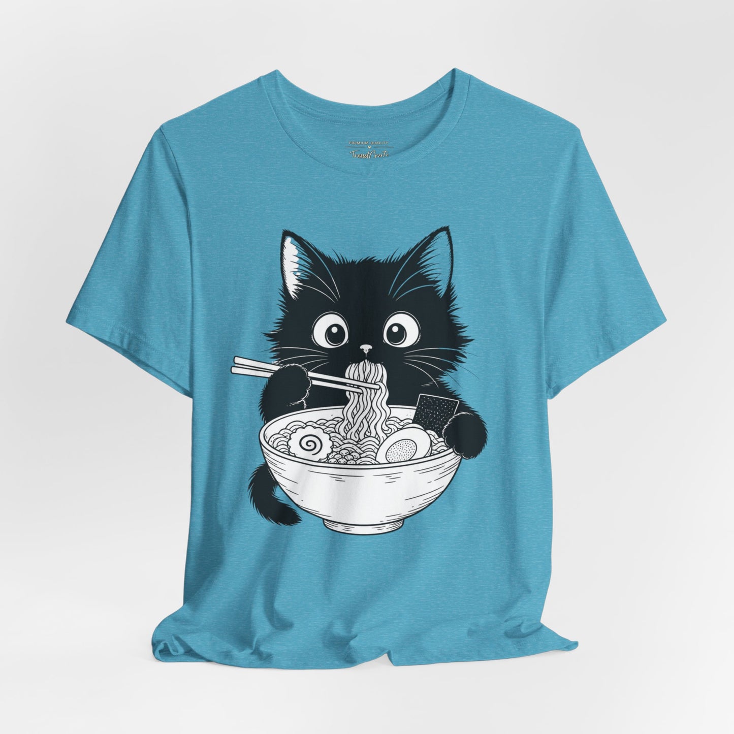 Cat Ramen T-Shirt — Cute Black Kitten Eating Ramen Graphic Tee