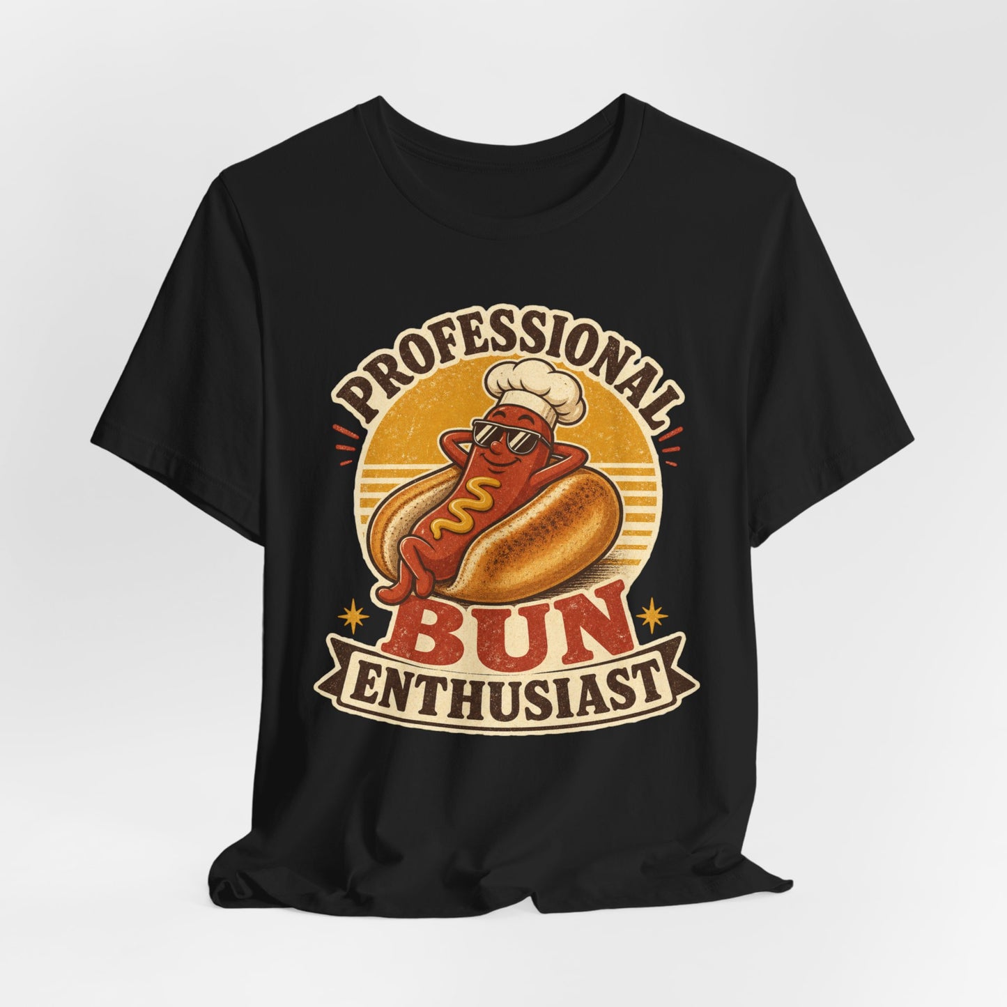 Professional Bun Enthusiast T-Shirt — Funny Hot Dog Graphic Tee