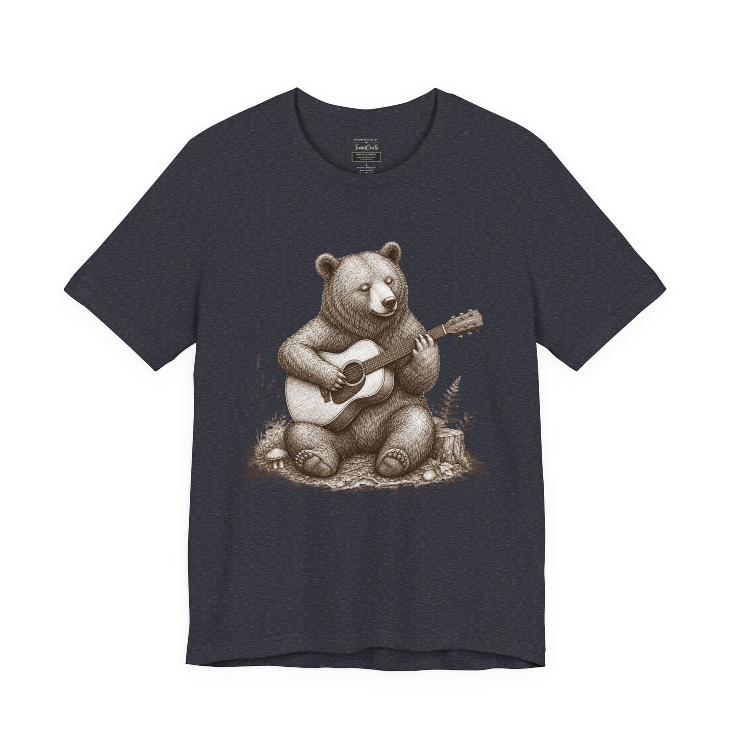 Bear Playing Guitar T-Shirt — Cute Acoustic Campfire Graphic Tee