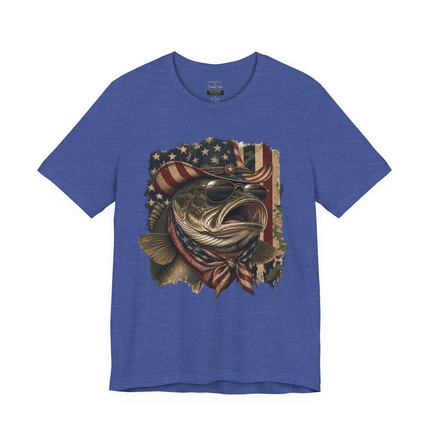 Patriotic Bass Fishing Tee — American Flag Bass Graphic Shirt