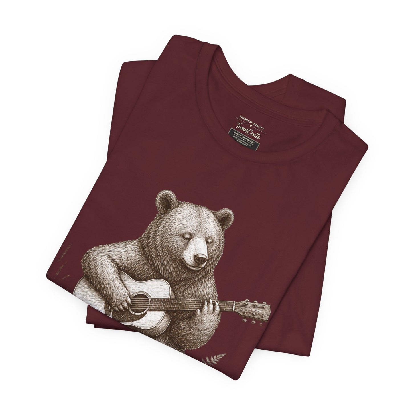 Bear Playing Guitar T-Shirt — Cute Acoustic Campfire Graphic Tee