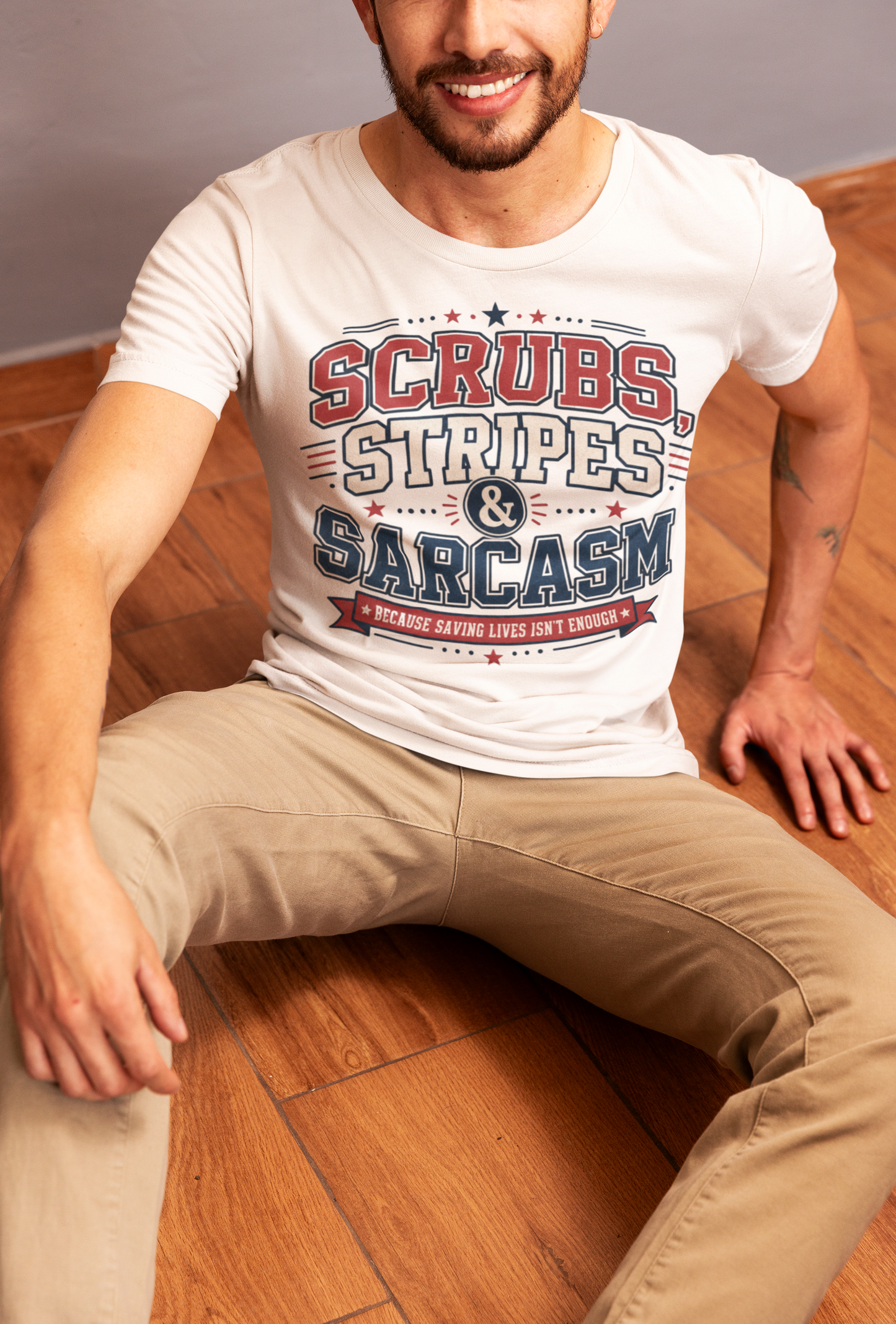 Scrubs, Stripes & Sarcasm Tee