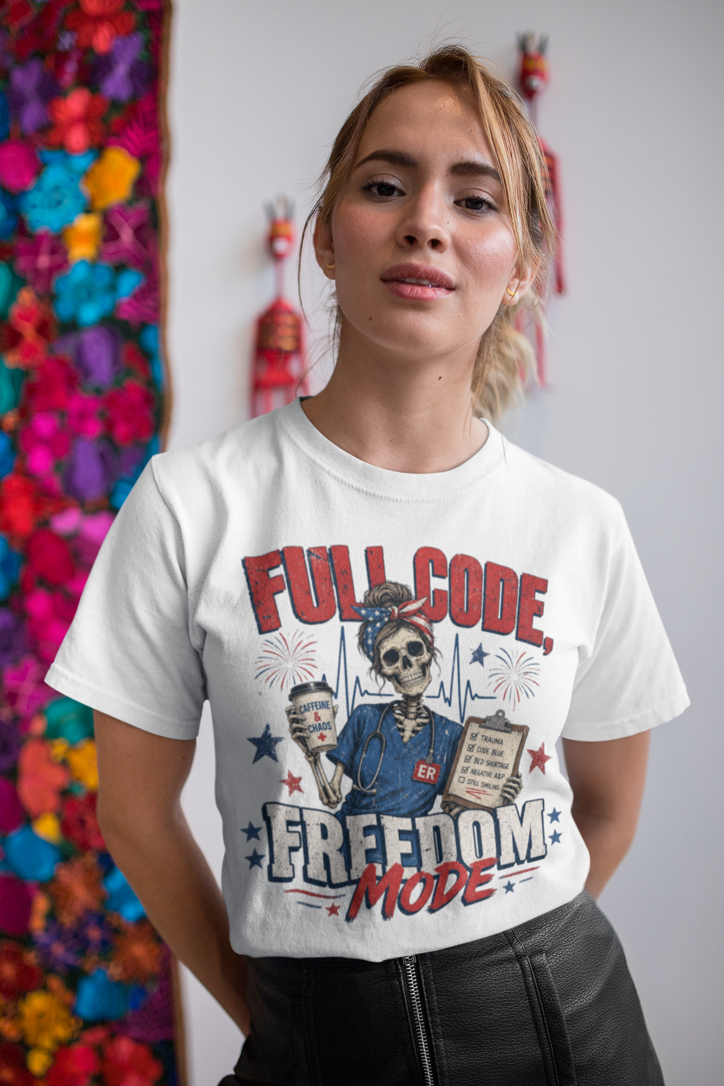 Freedom Mode Skull Nurse Tee