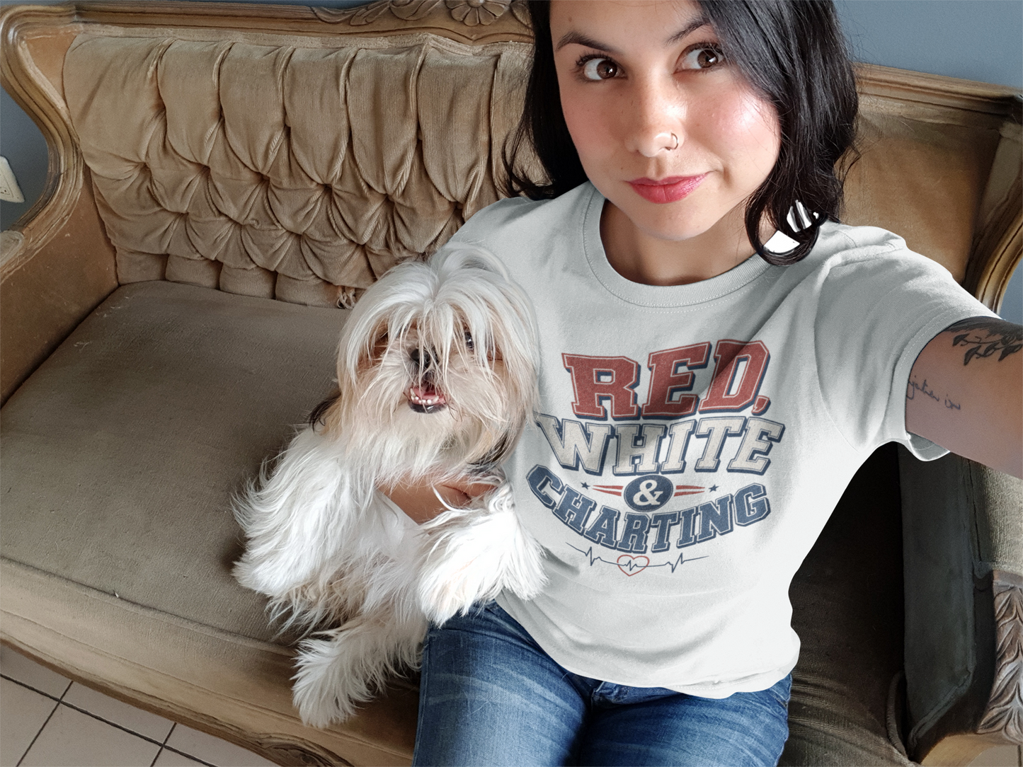 Red, White & Charting Tee