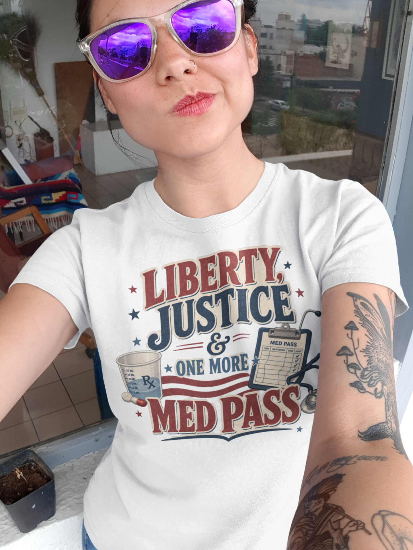 Liberty, Justice & One More Med Pass Tee